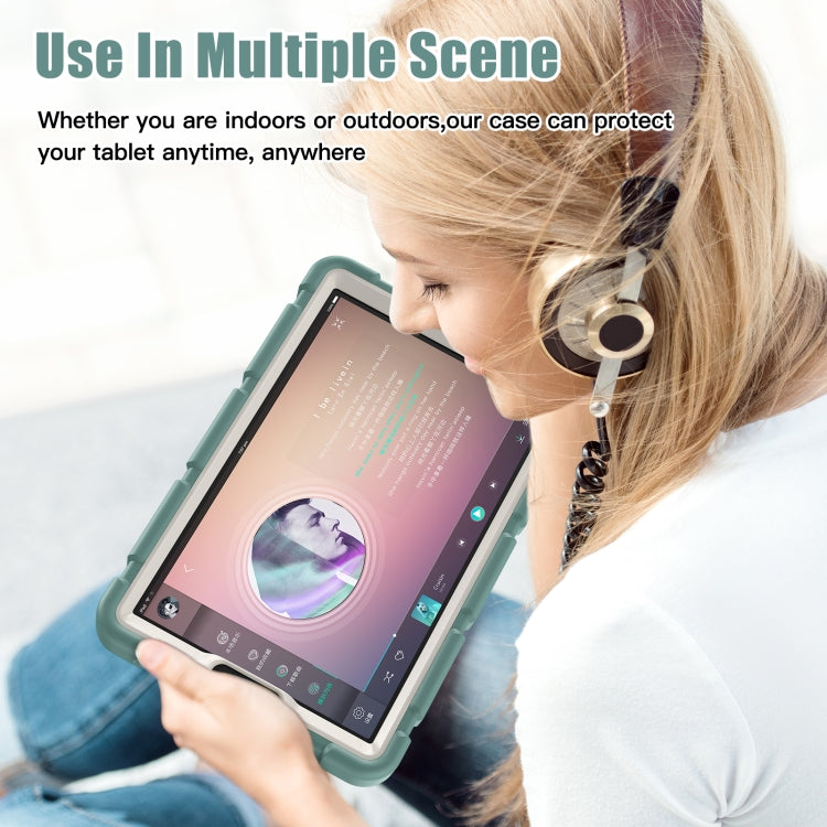 3-layer protection screen frame for Samsung Galaxy Tab A9, featuring hard PC covers and soft silicone shell for comprehensive protection.